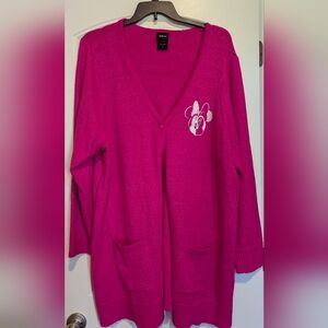 Disney Minnie Mouse Neon Pink Embroidered Cardigan
